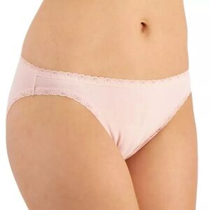 Jenni Panties Women 2X Peachskin Lace‎ Trim Bikini Underwear Cotton Set Of 3
